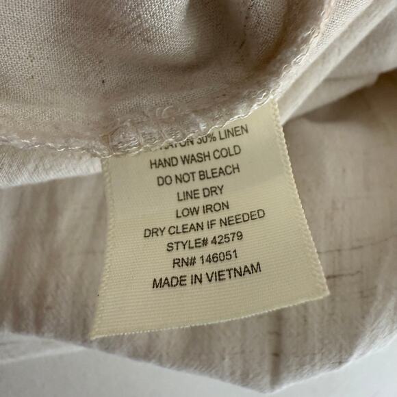 Moneau Womens Pull-On Linen Rayon Blend Casual Straight Leg Cream Pants Medium - Picture 9 of 9